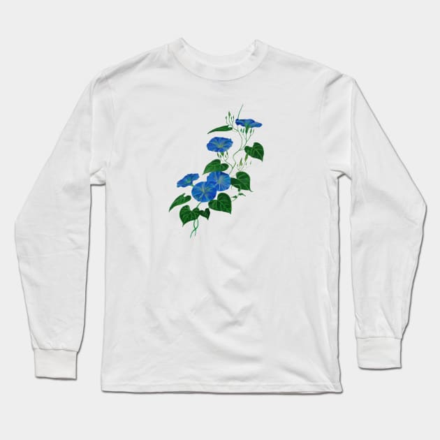 Victorian Style Morning Glory Wildflower Vine Long Sleeve T-Shirt by taiche